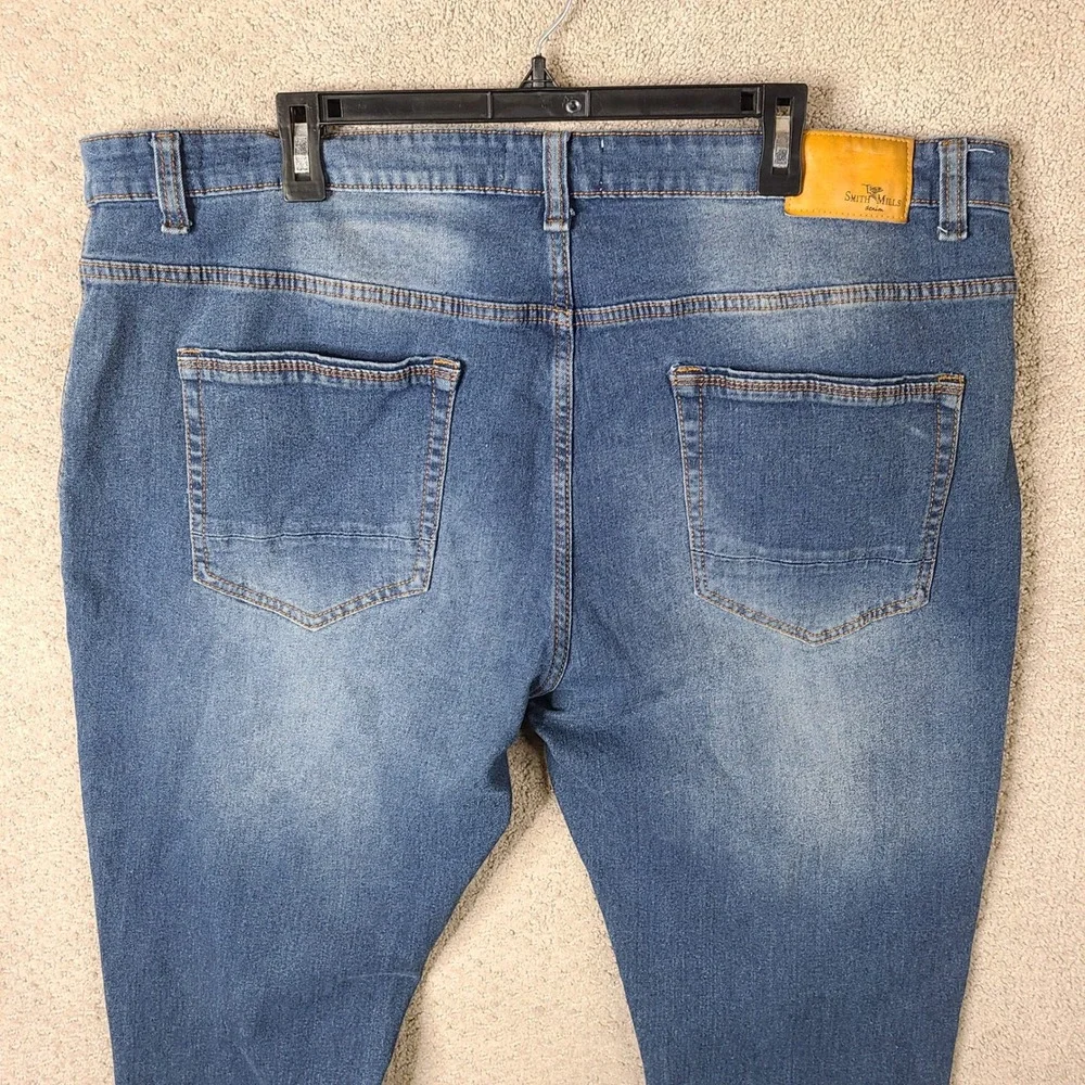 Smith & Mills Denim Jeans Mens 44x32 Blue Stretch Slim Straight Cotton Blend‎